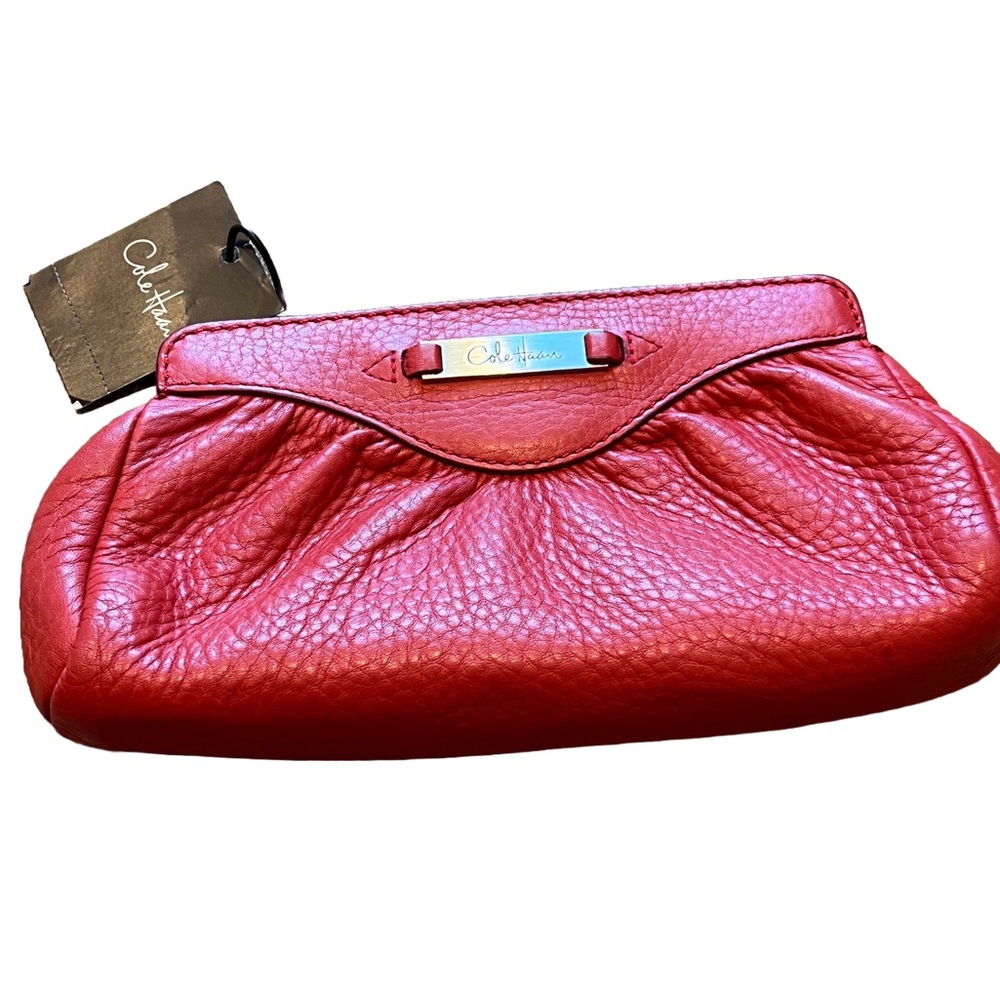 Cole Haan Red Pebbled Leather Wristlet